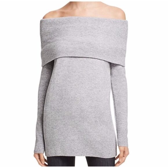 Lord & Taylorβ100% Cashmere Off Shoulder Sweater Gray XS Soft Cozy Elegant - Picture 10 of 10